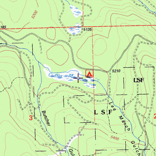 Topographic Map of Cutter Place Campground, CA
