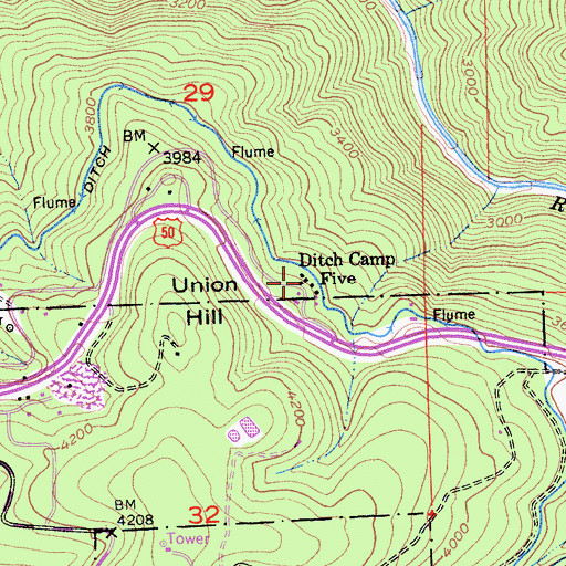 Topographic Map of Ditch Camp Five, CA