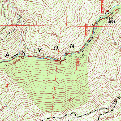 Topographic Map of Bouquet Campground Number Three, CA