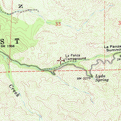 Topographic Map of La Panza Campground, CA