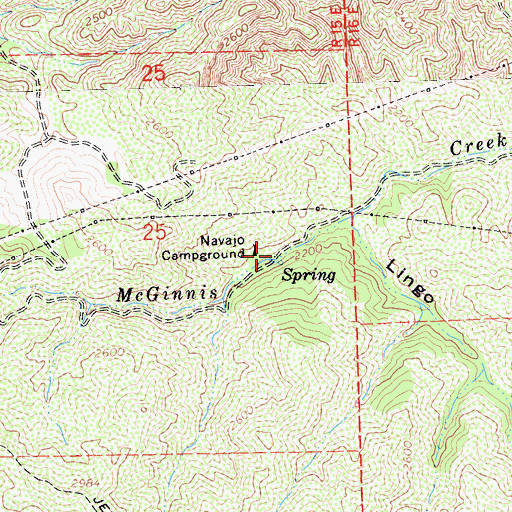 Topographic Map of Navajo Campground, CA