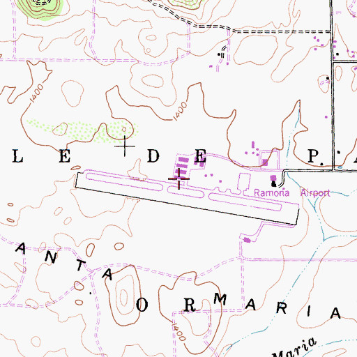 Topographic Map of Ramona Airport, CA