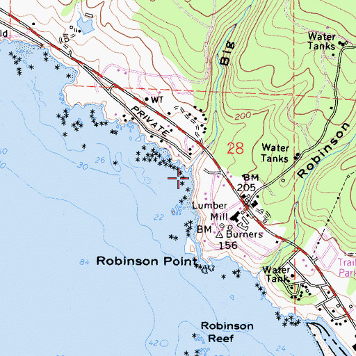Topographic Map of Anderson Ranch, CA