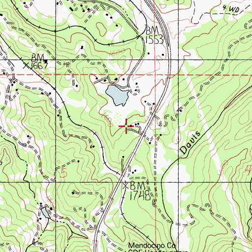 Topographic Map of Camp Cheerio, CA