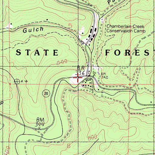 Topographic Map of Caspar Lumber Company Camp Number 20 (historical), CA
