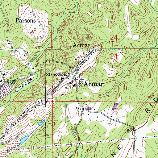 Topographic Map of Acmar Elementary School (historical), AL