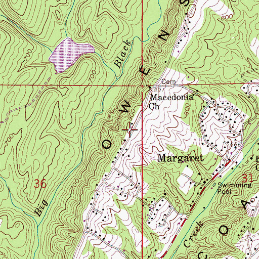 Topographic Map of Margaret School (historical), AL