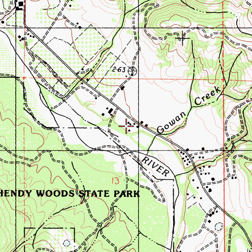 Topographic Map of Hendy Grove, CA