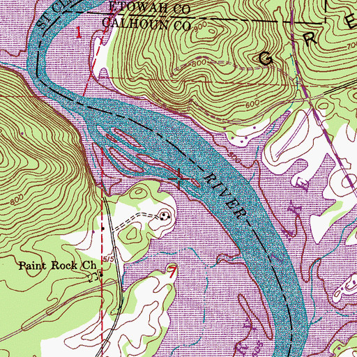 Topographic Map of Lock Number One (historical), AL