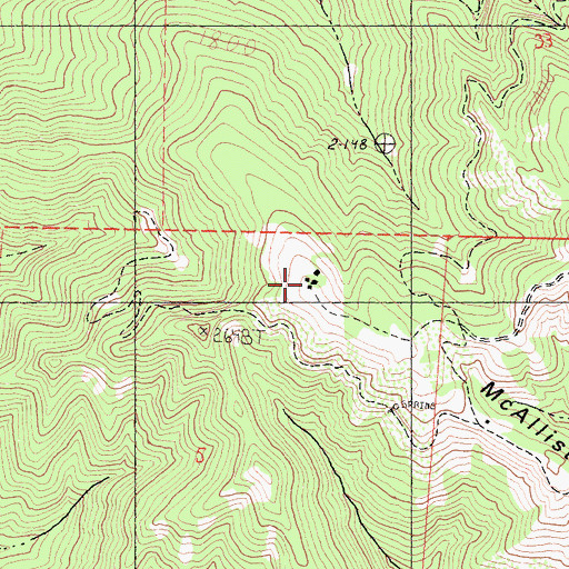 Topographic Map of McAllister Ranch, CA