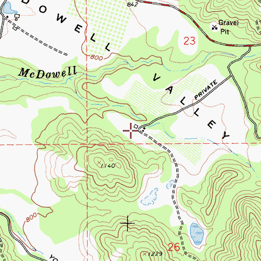Topographic Map of McDowell Ranch, CA