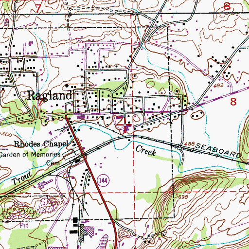 Topographic Map of Ragland High School, AL