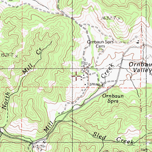 Topographic Map of Old Ornbaun Hot Springs, CA