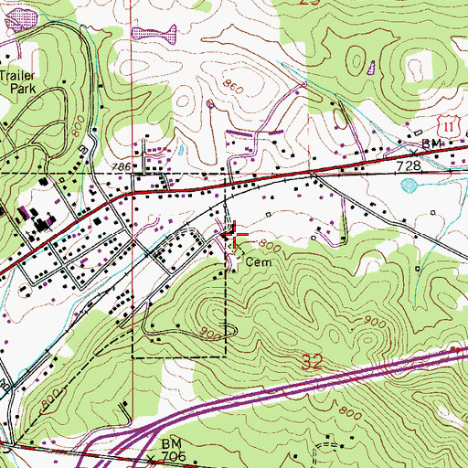 Topographic Map of Springville Elementary School (historical), AL
