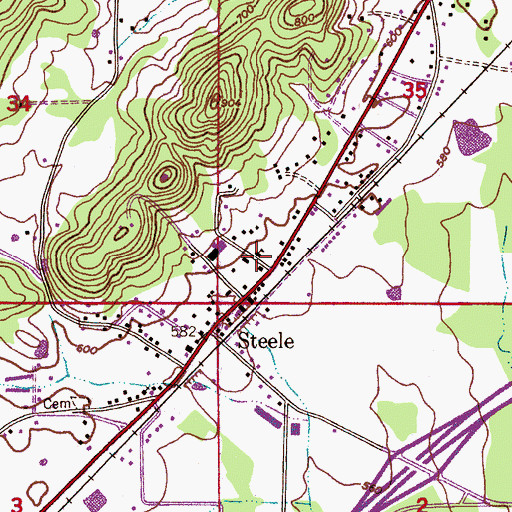 Topographic Map of Steele Junior High School, AL