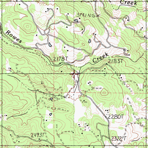Topographic Map of Rowes (historical), CA