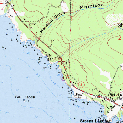 Topographic Map of Sail Rock Ranch, CA