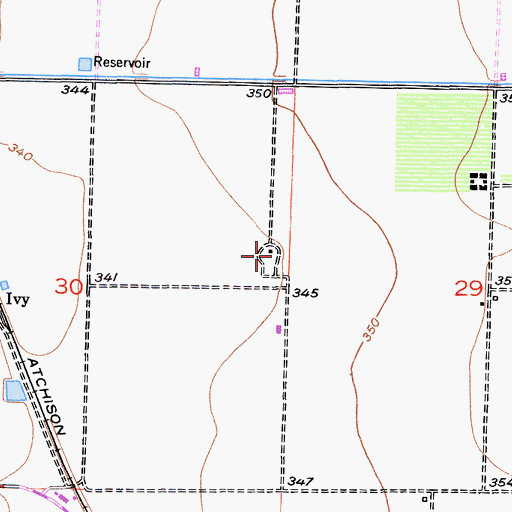 Topographic Map of Hoover Ranch, CA