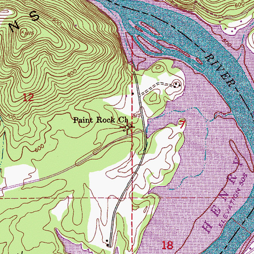 Topographic Map of Green Cemetery, AL