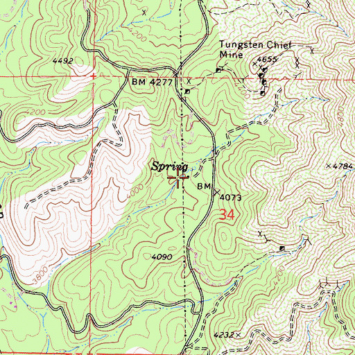 Topographic Map of Shead Ranch, CA