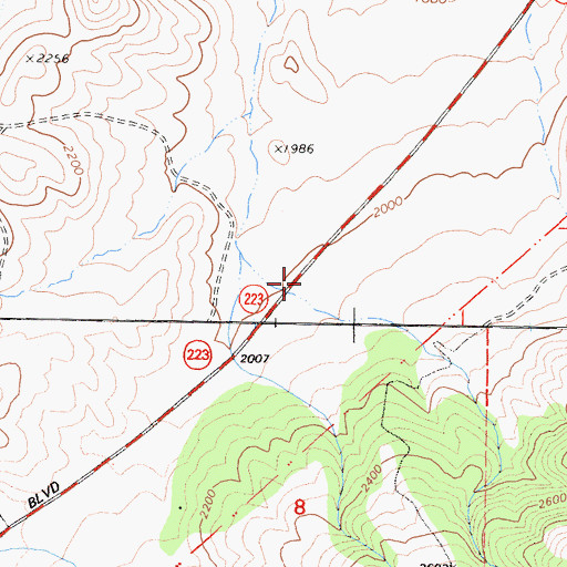 Topographic Map of White Wolf Ranch (historical), CA