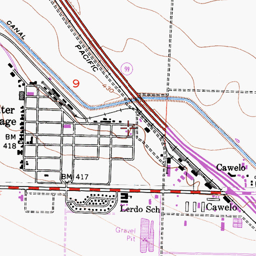Topographic Map of Dow, CA
