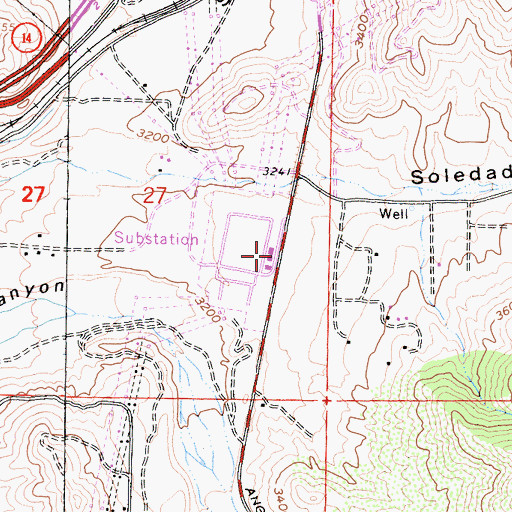 Topographic Map of Vincent Substation Heliport, CA