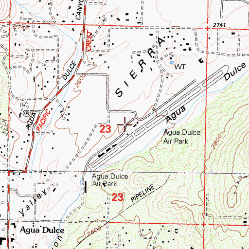 Topographic Map of Agua Dulce Airport, CA