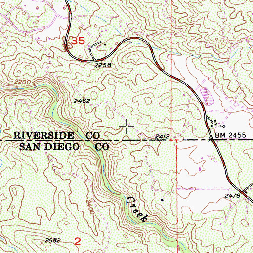 Topographic Map of Ward Ranch Airport, CA
