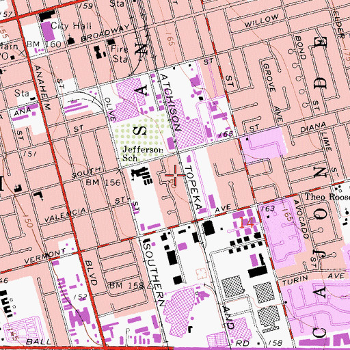 Topographic Map of Anaheim Police Heliport, CA