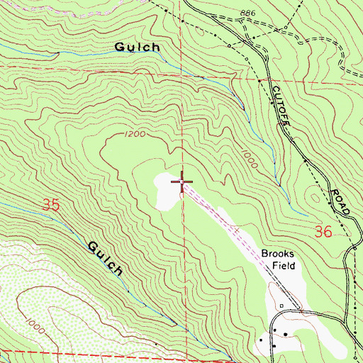 Topographic Map of Lofty Redwoods Airport, CA