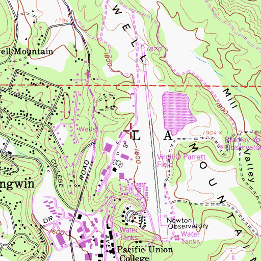 Topographic Map of Angwin-Parrett Field, CA