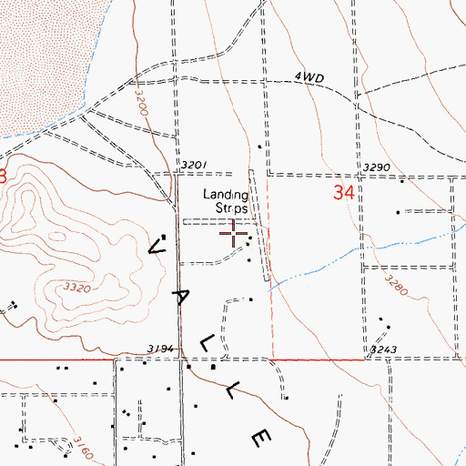 Topographic Map of Holiday Ranch Airport, CA