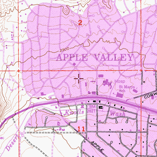 Topographic Map of Saint Mary Desert Valley Hospital Heliport, CA