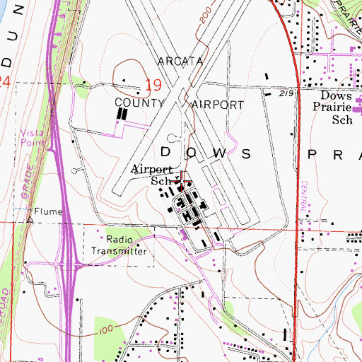 Topographic Map of Arcata Airport, CA