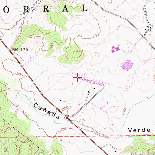 Topographic Map of Weirs Airstrip (historical), CA