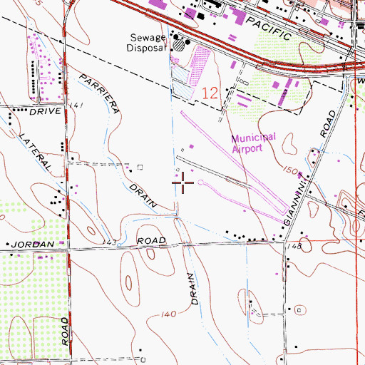 Topographic Map of Atwater Municipal Airport (historical), CA