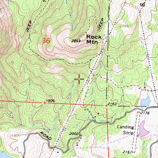 Topographic Map of Topham Ranch-Auberry Airport (historical), CA