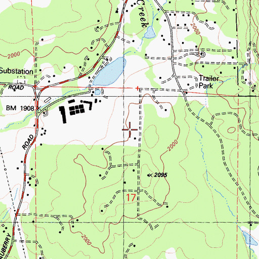 Topographic Map of Auberry Hydro Service Center Heliport, CA