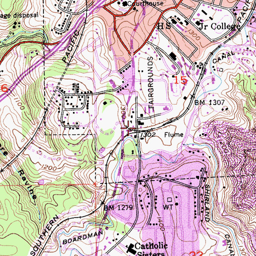 Topographic Map of PG and E-Auburn Service Center Heliport, CA