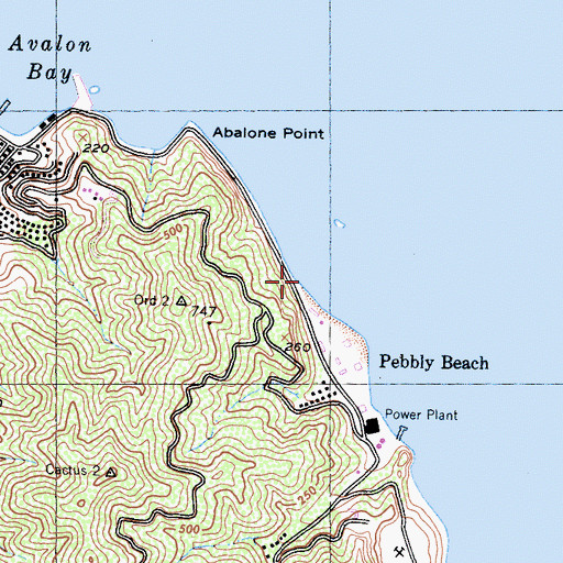 Topographic Map of Pebbly Beach Seaplane Base, CA