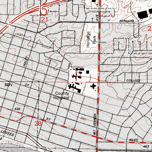 Topographic Map of Kern Medical Center Heliport, CA