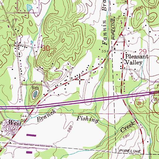 Topographic Map of Pleasant Valley Church, AL