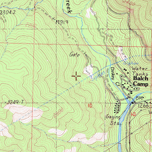Topographic Map of Balch Camp Heliport, CA