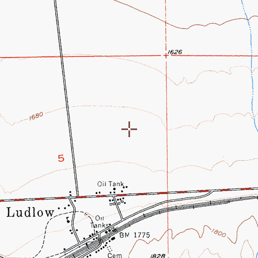 Topographic Map of Ludlow Airport, CA