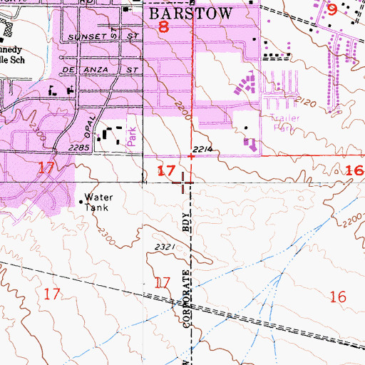 Topographic Map of Barstow Service Center Heliport, CA