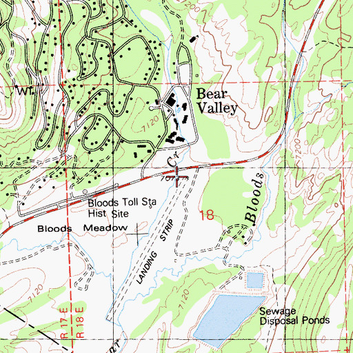 Topographic Map of Bear Valley Airport, CA