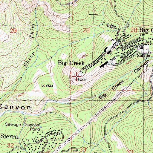Topographic Map of Big Creek Helistop, CA