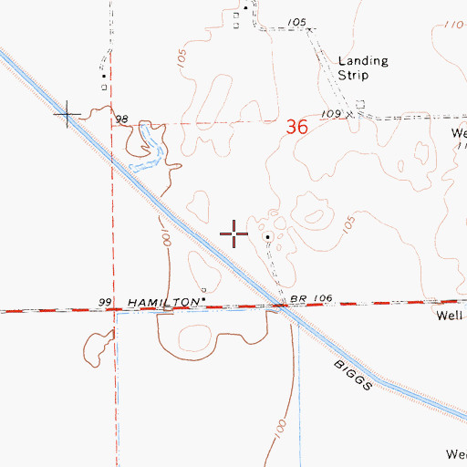 Topographic Map of Jones/Ag-Viation Airport, CA