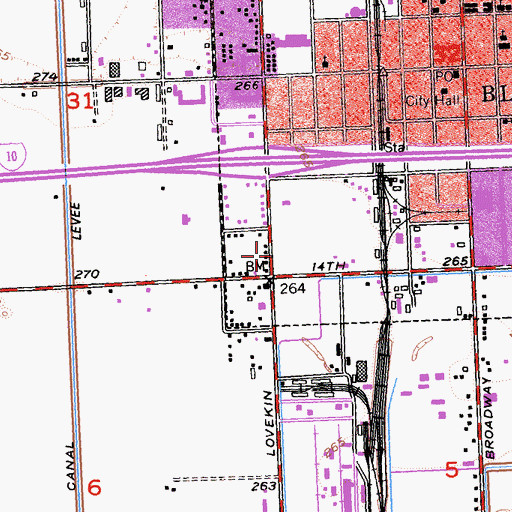 Topographic Map of Blythe Service Center Heliport, CA